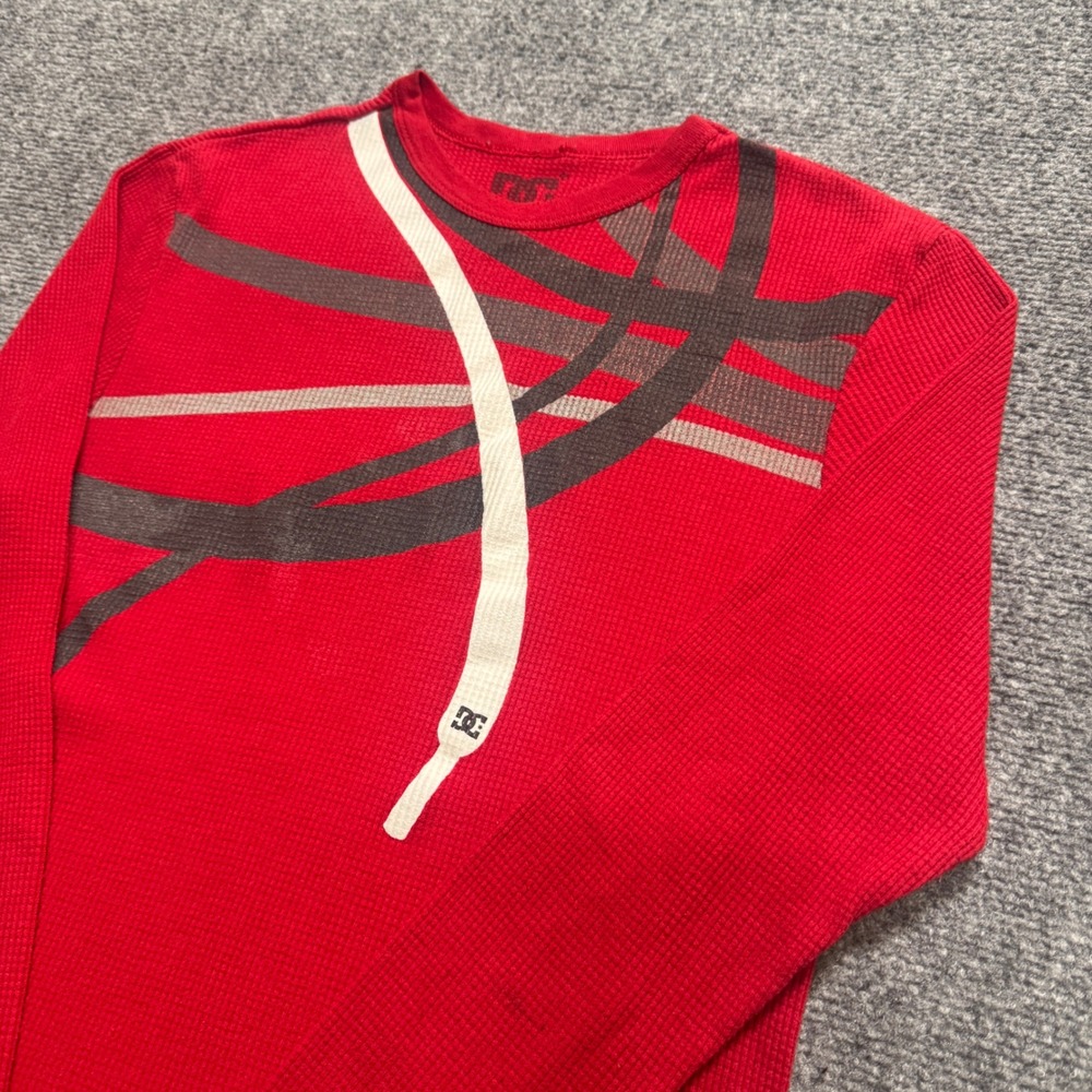 DC Y2K Thermal T-shirt Men's S Red Long-sleeve Y2K Shoe Lace Graphic